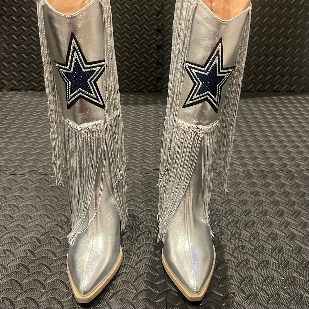 Cuce Dallas Cowboys Fringe Boot With Sequin Detail Size 7